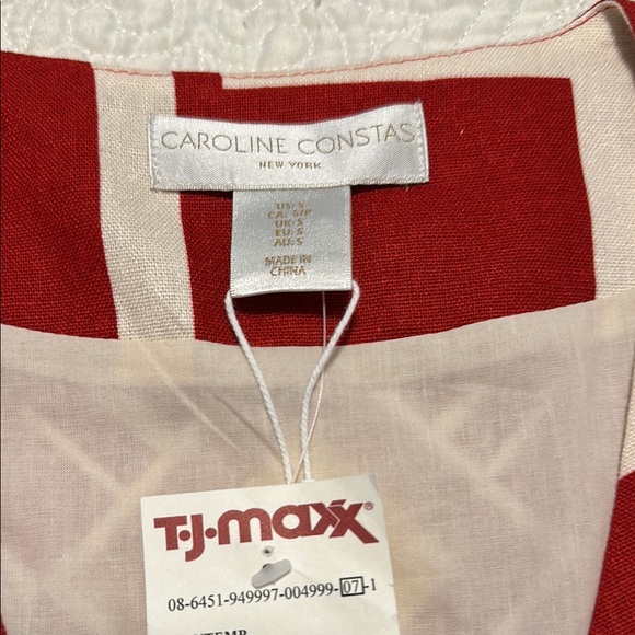 Caroline Constas linen Red and White Patterned Dress - Picture 2 of 5